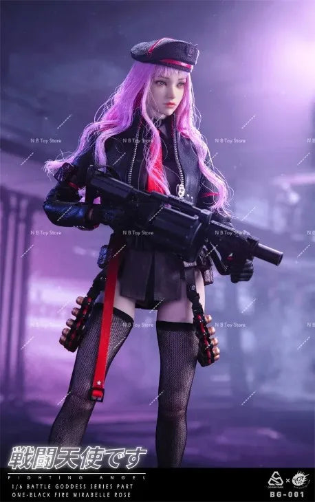 In Stock POPTOYS BG-001 1/6 Scale Female Soldier Battle Angel Black Fire Mirabelle Rose Movaball Eyes 12” Full Set Action Figure