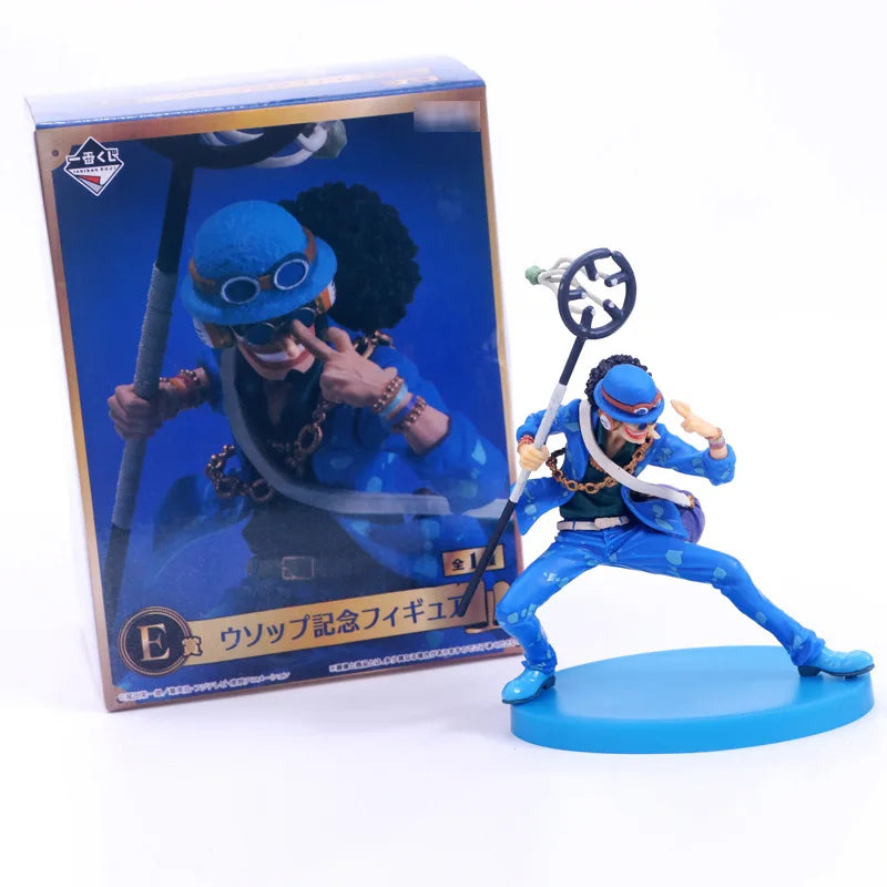 11CM Anime One Piece Usopp Figure 20th Anniversary Blue Set Doll Model Toy Gift Collection Aciton Figure PVC