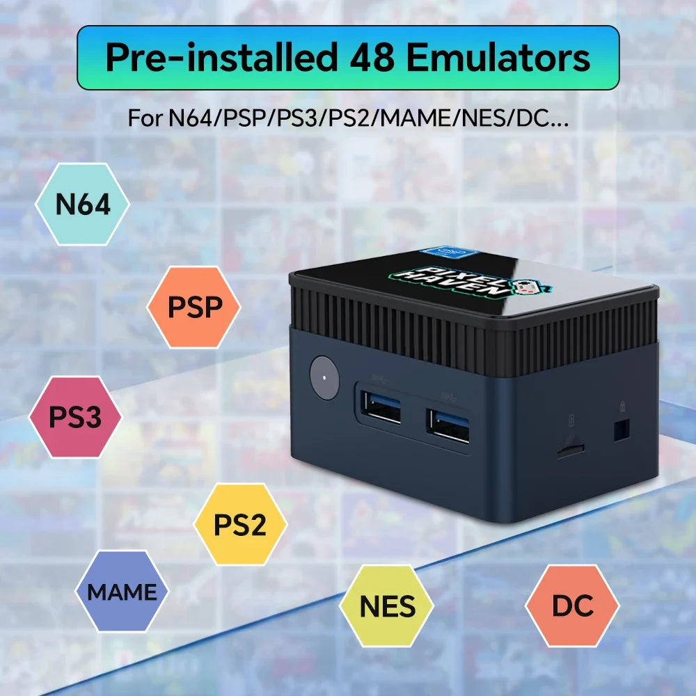JMachen Retro Video Game Console For N64/PS3/PS1/PSP/MAME/NDS/WIIU Portable Mini PC With 38252 Retro Game&48 Emulators Plug&Play