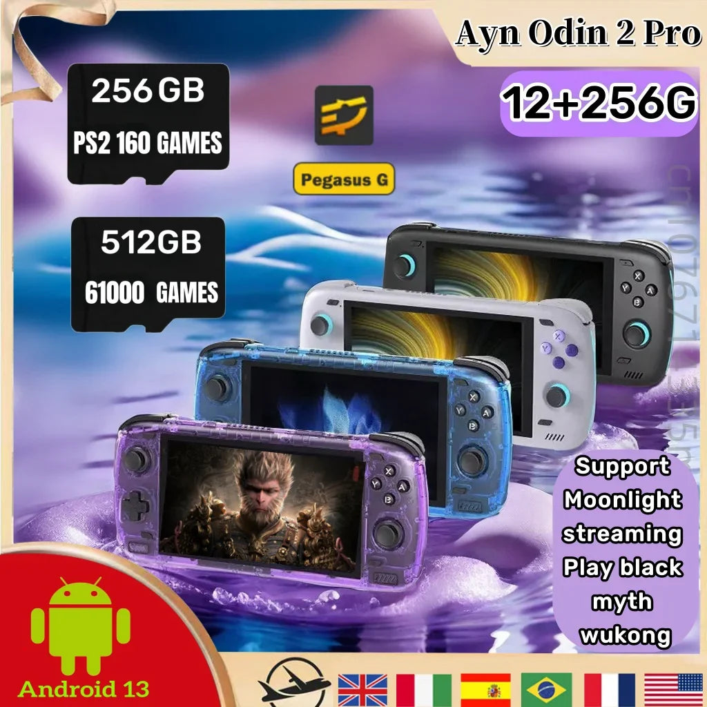Ayn Odin 2 Pro Retro Handheld Game Console Video Player  6 Inch Touch Screen Android13 12G+256G wukong black myth PSP PS2 Gift