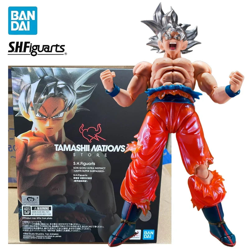 In Stock BANDAI Dragon Ball Super S.H.Figuarts Son Goku Ultra Instinct -LIMITS SUPER SURPASSEDI- PVC 14CM Anime Figure Model Toy