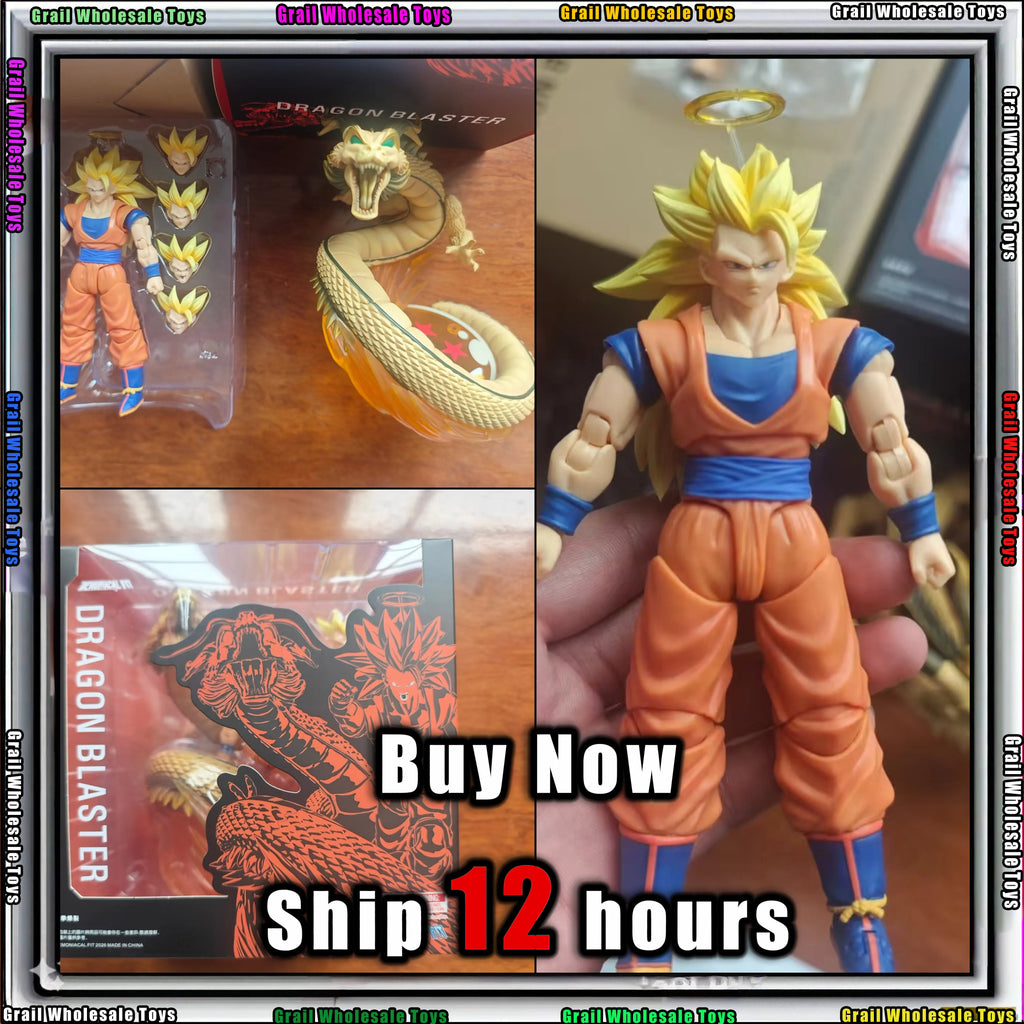 Auf Lager Dämonische Passform SSJ3 Goku Figur Dragon Ball Z SHF Super Saiyajin Goku Figur Drachen-Blaster Actionfiguren Modellspielzeug