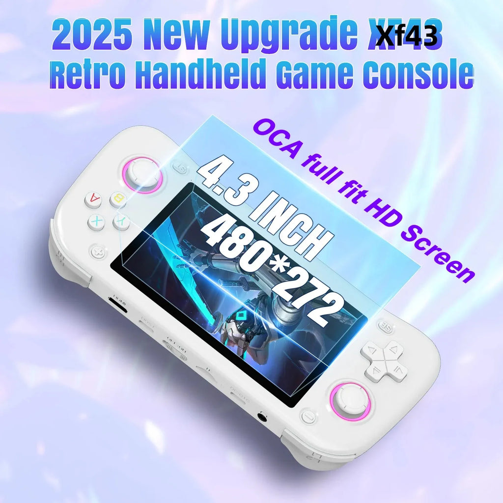 XISKT Open Source XF43 Retro Handheld Game Console 4.3" IPS Screen Linux System Game Players RK3128 Chip Portable Video Player