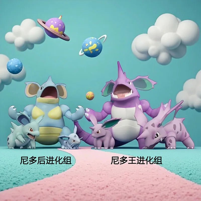 Bkm Pokemon Nidoking Nidorino Nidoran 1/20 Scale Anime Figure Pvc Statue Model Room Decoration Collection Toy Gift