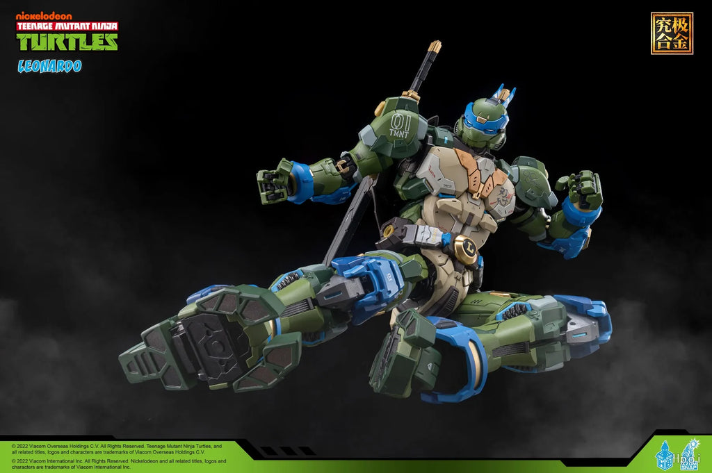 In StockOriginal HeatBoys Mecha Ninja Turtles Leonardo Da Vinci Alloy Mecha Finished Model Collection Gift