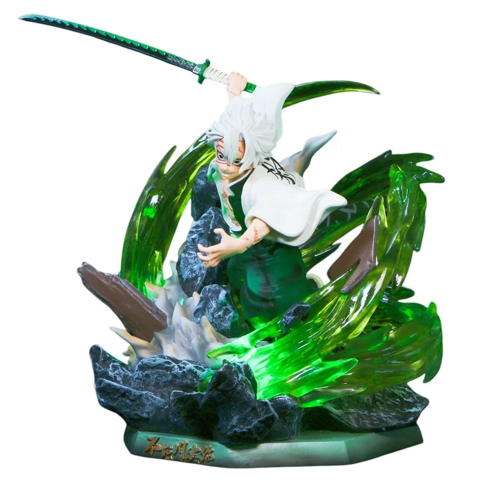 Demon Slayer Sanemi Shinazugawa Luminous PVC Action Figure 30cm Wind Column Standing Model Toy Collectible Gift