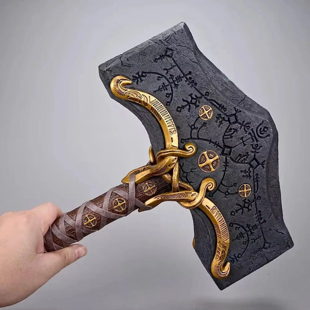 God Of War 5 Thor's Hammer GK Weapon Model PVC Figure Collection Model Toys New Year's Christmas Gifts 35cm