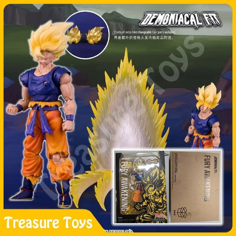 Demoniacal Fit Son Goku Figure Dragon Ball Z SHF Super Saiyan Son Goku Anime Action Figure Model Fury Awakening Kids Toys Gifts