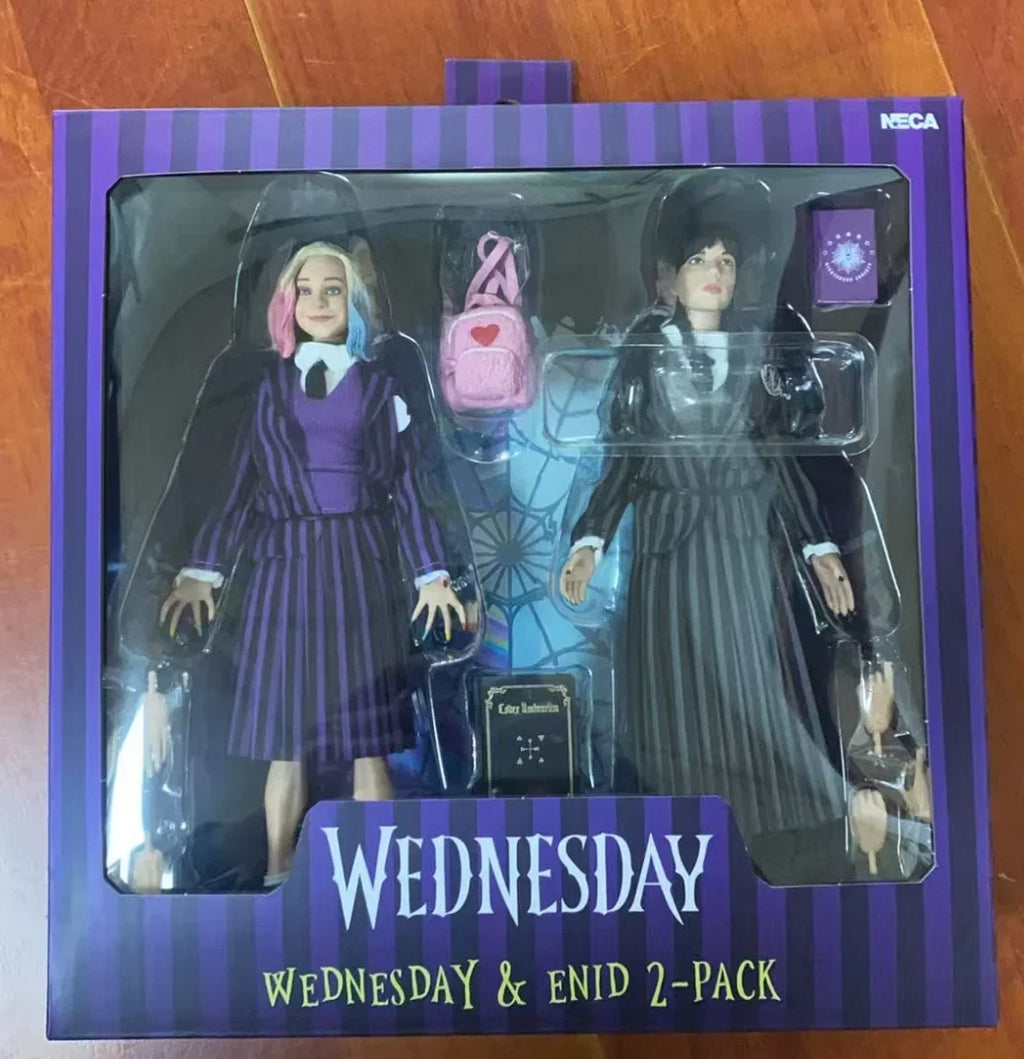 NECA 42420 Toys Wednesday Action Figures 2 Pack Wednesday Addams Nevermore Uniform And Enid 20 cm Action Figures Collection Doll