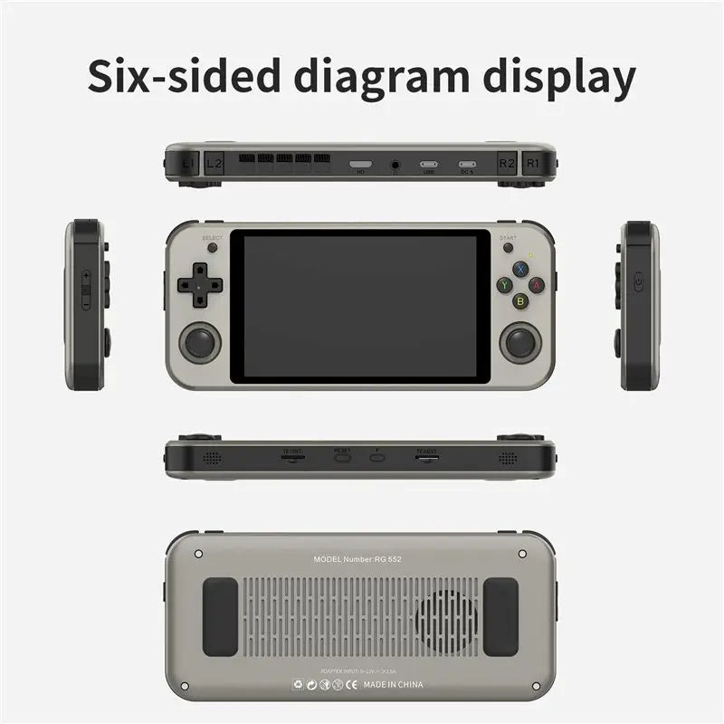 RG552 Large Screen Touch Screen Came Console 5.36 Inch IPS 1920X1152 16G Dual Systems Android Linux (B, EU Plug)