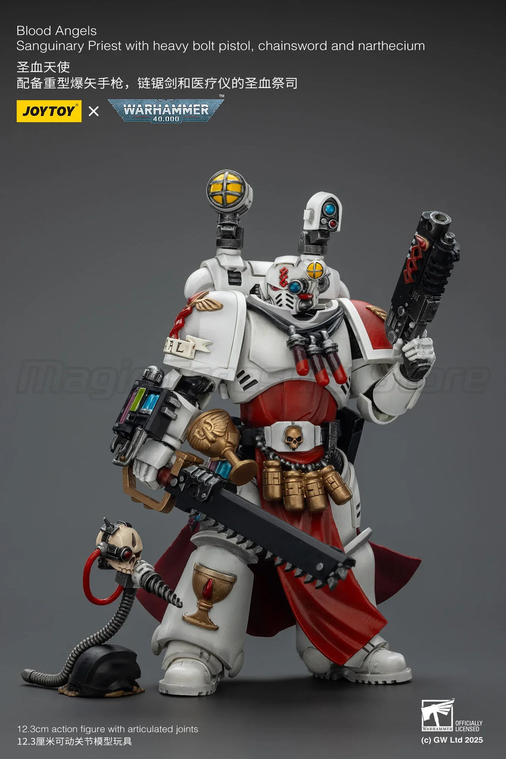 【MT】JOYTOY Warhammer 40K 1/18 Figure Blood Angels Sanguinary Priest with Heavy Bolt Pistol Chainsword and Nartheci
