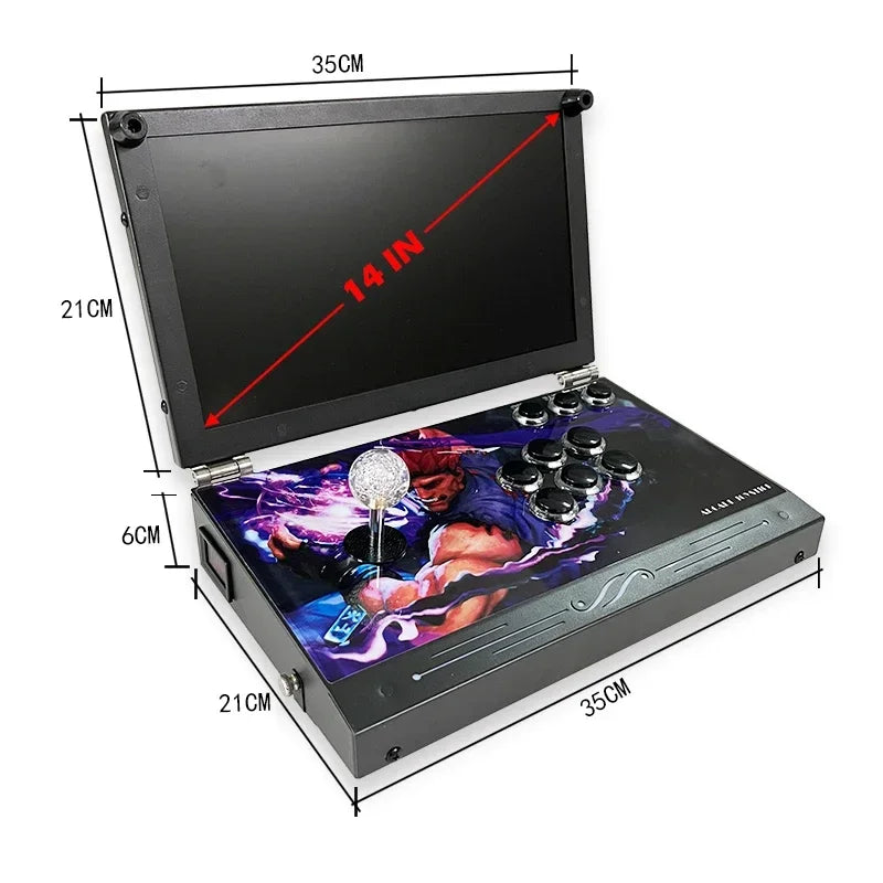 14-Inch 3D Pandora  26800 in 1 Console Folding Portable Arcade Console Pandora DX Box 720P HD Screen Mini Arcade Moonlight