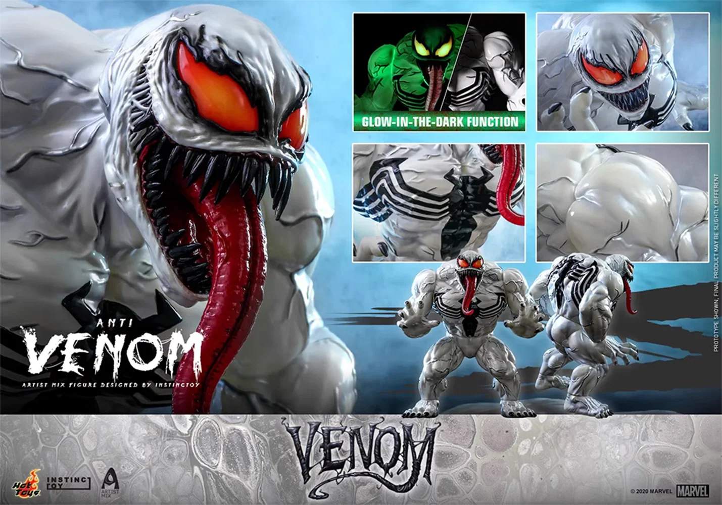 HotToys 1/6 Anti-Venom Luminous Anniversary Limited White Venom Anti-venom AMC033 Action Figure Model Collection Ornament Gift