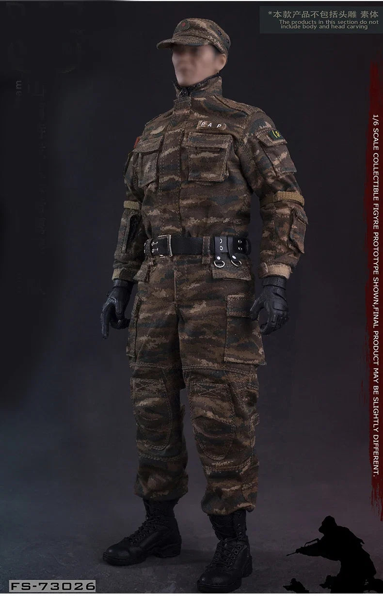 FLAGSET FS73026 1/6 Tactical Camouflage Suit Chinese Armed Police Special Forces Falcon Commando Suits 12" Action Figure Body