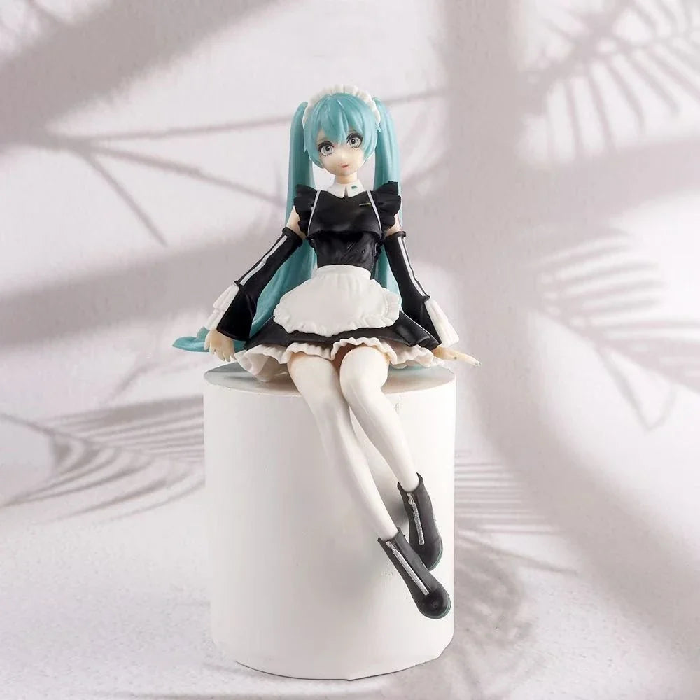 14cm New Anime Hatsune Miku  Virtual Singer Manga Sitting posture Model Toys computer desk cake  decoration cute toys free ship