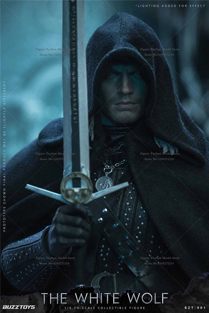 BUZZTOYS BUZ001 1/6 Scale Brave Hunter Wizard Male Action Figure Gray Hair Witcher Simulation Delicate 12" Full Set Soldier