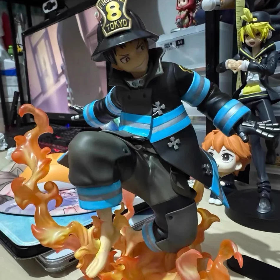 16CM Shinra Kusakabe Figure Anime Fire Force Special Effect Blood Desktop Doll Golf Model Toy Gift Collection Ornaments PVC