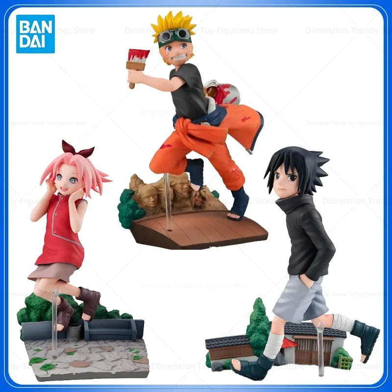 Bandai In Stock MegaHouse Anime Naruto G.E.M. Go! Naruto Uzumaki Uchiha Sasuke Haruno Sakura Action Figure Model Toy Gifts DT