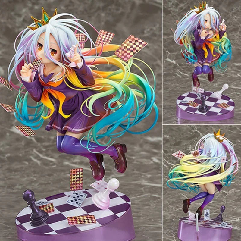 No Game No Life Figures Zero Shiro Stephanie Dola 22cm Anime Model Dolls Figurines Action  Schwi Jibril Fairy Shampoo Figurine