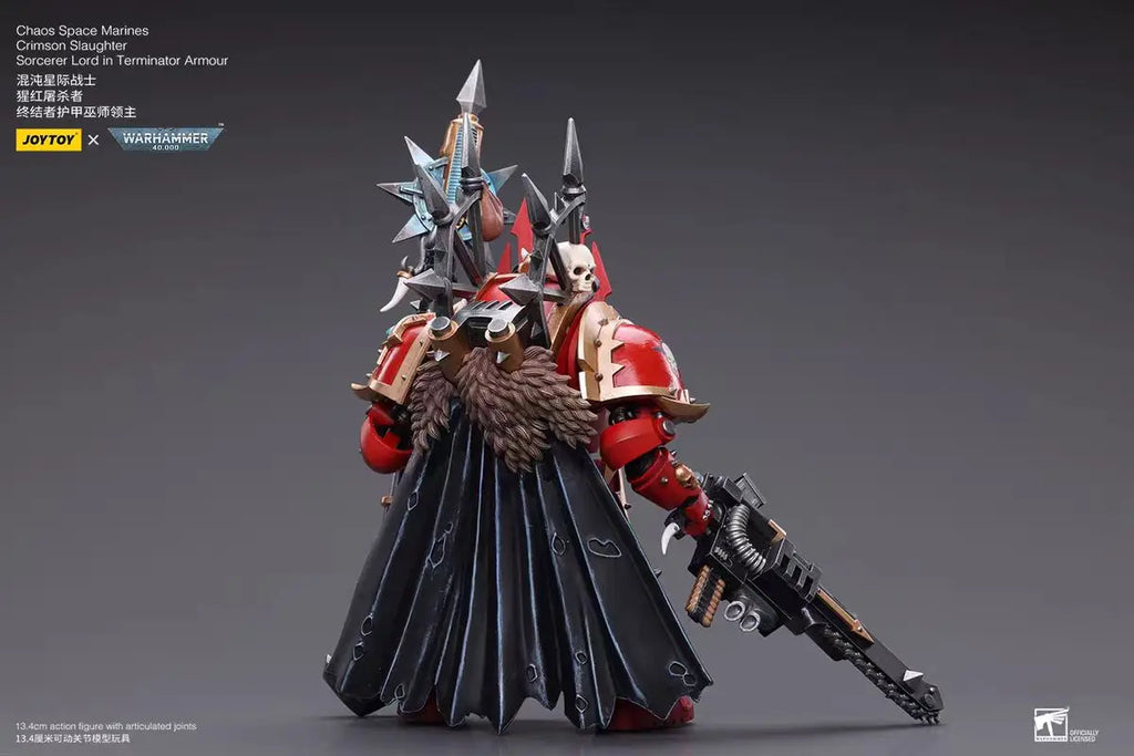 【In Stock】JOYTOY Warhammer 40K Chaos Space Marines Crimson Slaughter Sorcerer Lord in Terminator Armour 1/18 Anime Figure Toy