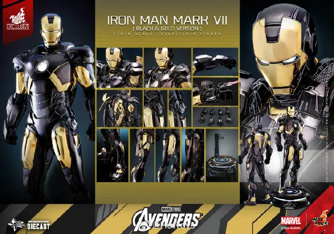 Original Hot Toys Iron Man Action Figure 1/6 Avengers Ironman MK7 BLACK & GOLD Figurine MARK VII HT MMS741-D61 Statue Toy Gift
