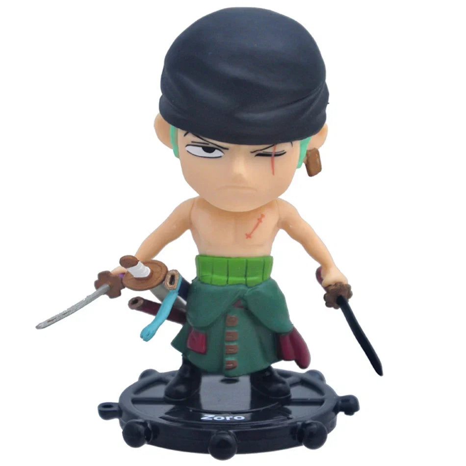 6pcs A B Anime One Piece Q Edition Luffy Ace Choba Handheld Ornament Anime Peripheral Doll Model Desktop Ornament Decoration