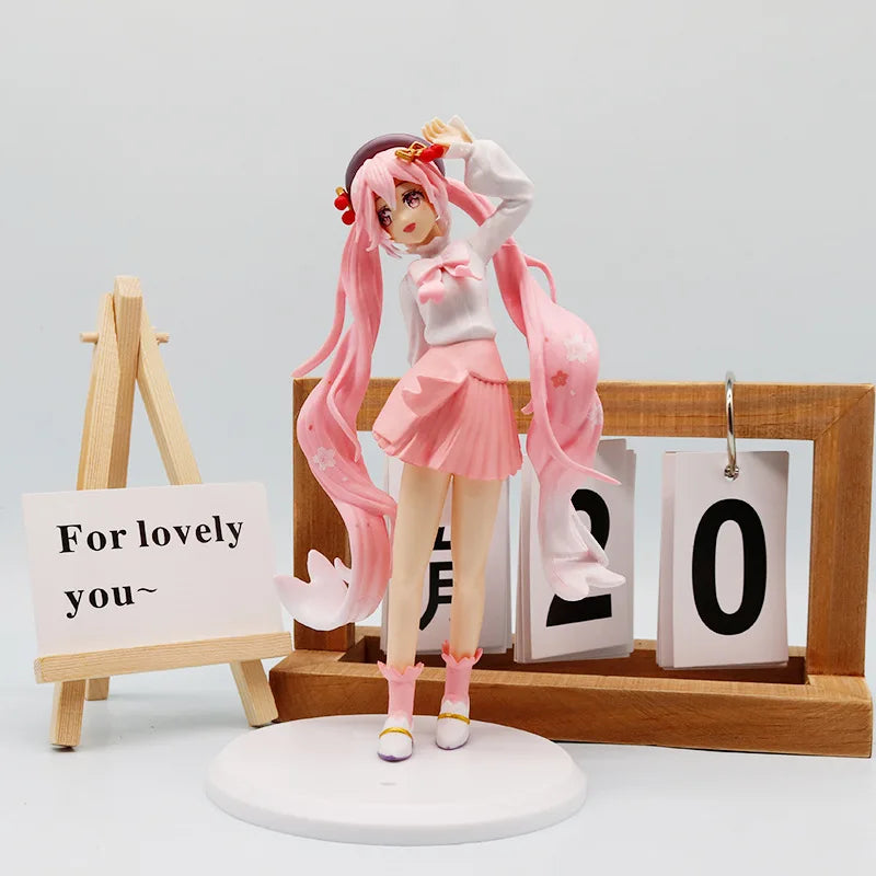 20CM Anime Hatsune Miku Figure Dress up of cherry blossom viewing Model Toy Gift Action Figure Cake Decoration Car Ornament