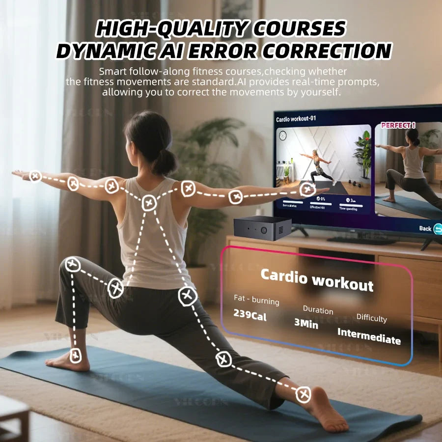 VILCORN AI Motion Sensing Game TV Box Octa-core Processor WiFi Active Play System for Kids & Family Somatosensory Gaming Console