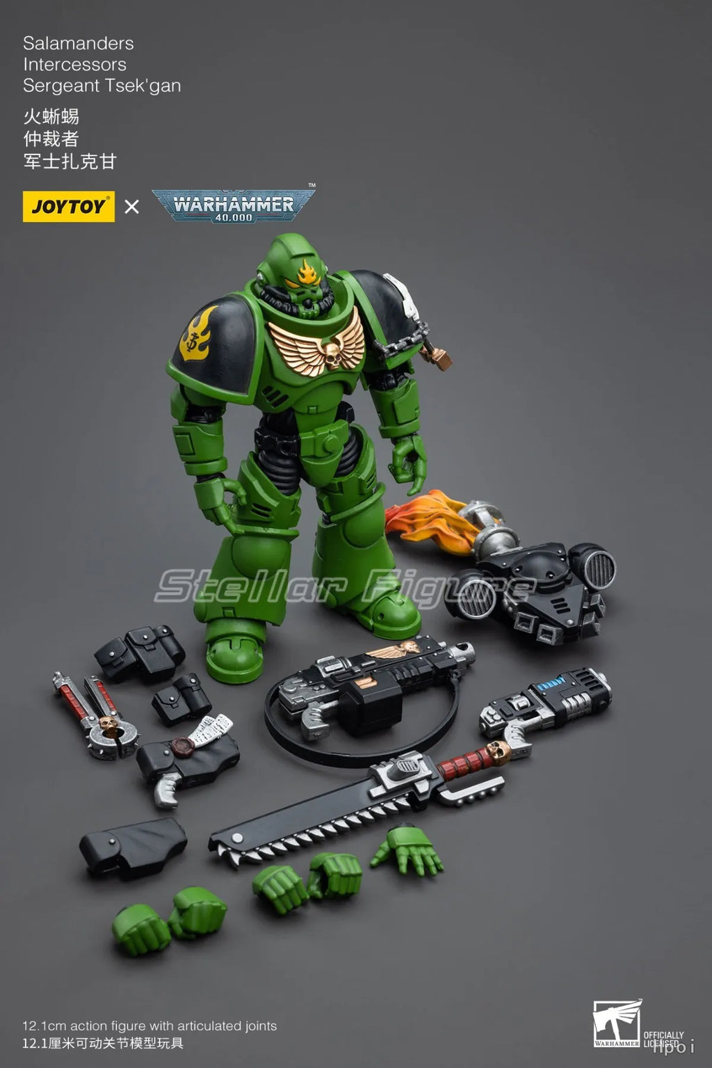 【SF】JOYTOY 1/18 Action Figure Warhammer 40K  Salamanders Intercessors Sergeant Tsek'gan  Prime Model Toy Gift