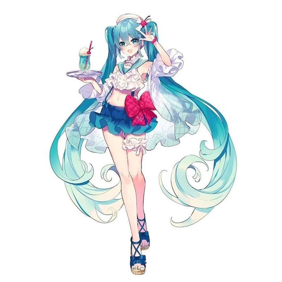 New Hatsune Miku figure Soda  cream dress The Props Desktop Decoration Collection PVC Model Toys Kids Gifts