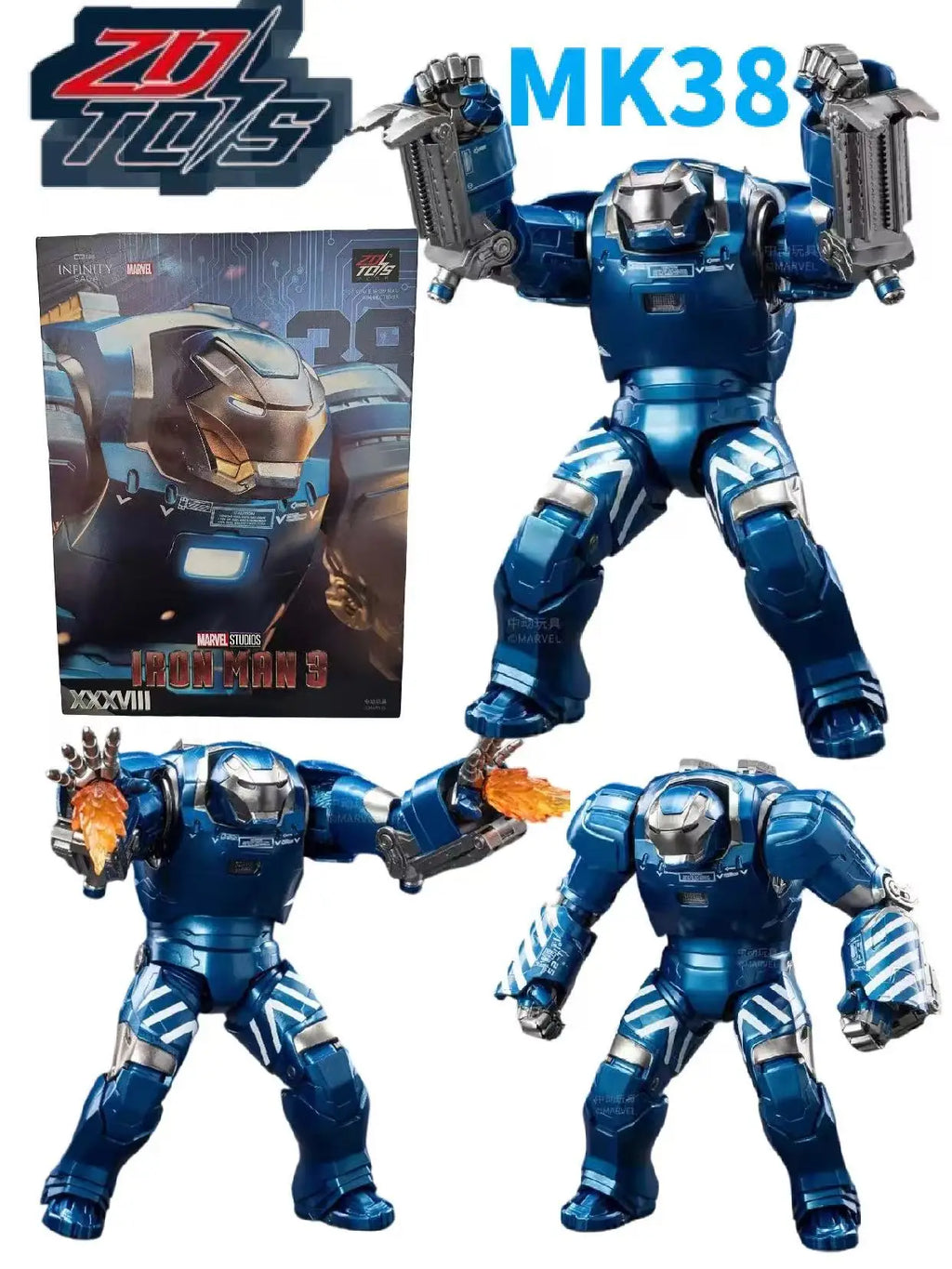ZD Toys Iron Man Series Joint Movable Latest Hot Item MK38 Filmversion Actionfigur - 22cm 7 Zoll MarkDolls