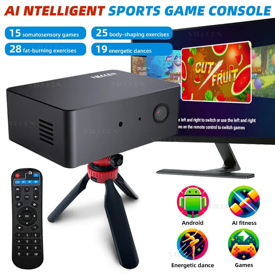 VILCORN AI Motion Sensing Game TV Box Octa-core Processor WiFi Active Play System for Kids & Family Somatosensory Gaming Console