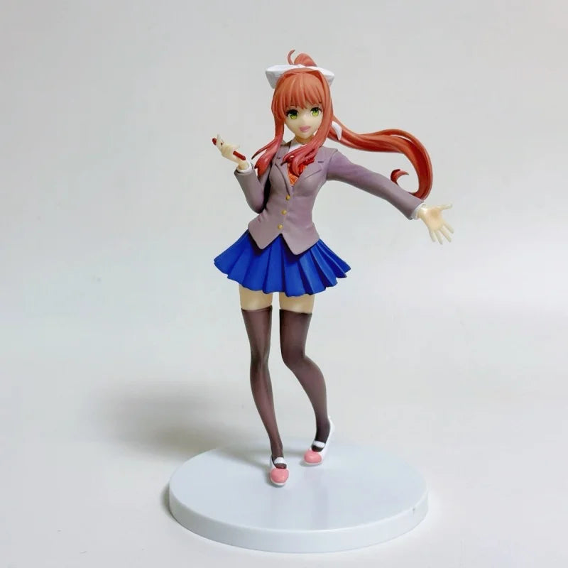 New Anime Doki Literature Student Uniform Club Action Figure Model Cute Pretty Girl Toy Monika Sayori Collectible Toy Xmas Gifts
