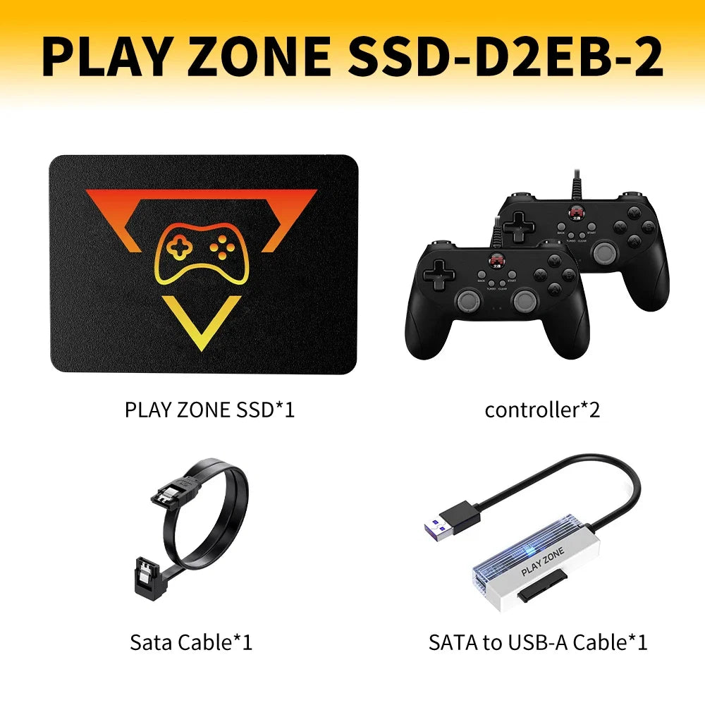 PlayZone 1TB  Gaming SSD Game Console 80+Emulator for PS5/PS4/Switch/XBOX/PS3/PS2 with 16191 AAA&3D&Retro Game for Win PC/Laptop