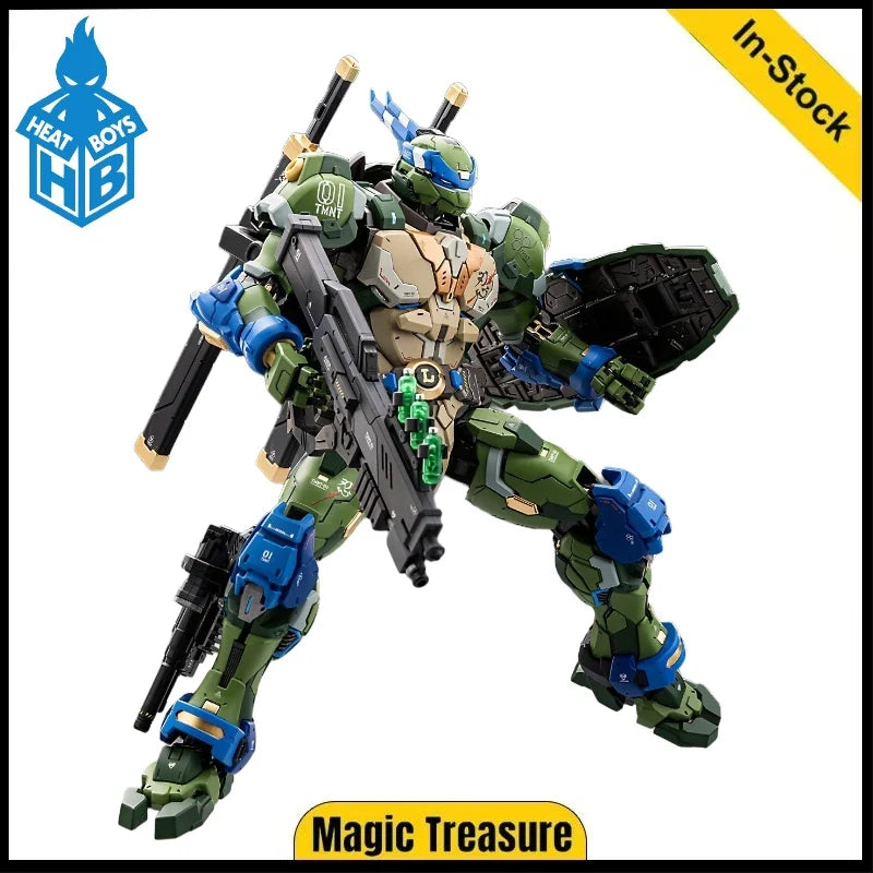 In StockOriginal HeatBoys Mecha Ninja Turtles Leonardo Da Vinci Alloy Mecha Finished Model Collection Gift