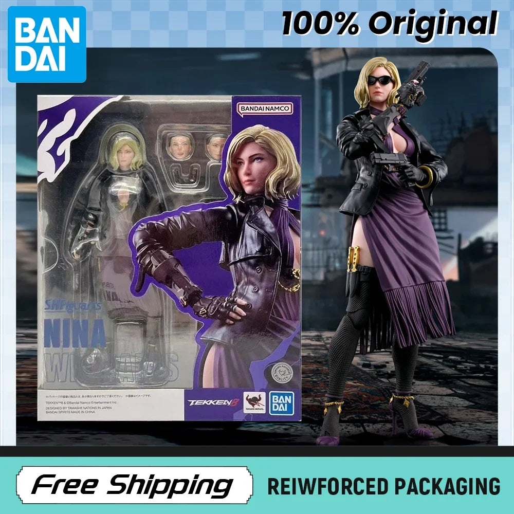 In Stock BANDAI SHF TEKKEN 8 Game Nina Williams Action Figure Model Kit Original Toys Ornaments Gifts Collecting hobbies