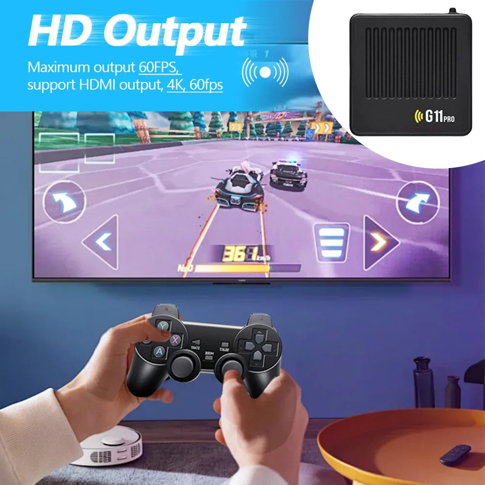 G11 Pro 4K HD TV Game Box Built-in 10000 Retro Games Video Game Console Portable Game Player With 2.4G Wireless Dual Controllers