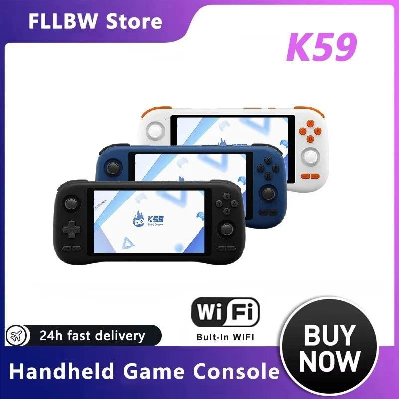 FLLBW K59 Handheld Game Console 5.5'' 1080P Screen 50 Emulators for PS1/PSP/DC/SS Android14 5000mAh WIFI5 Retro Game Player