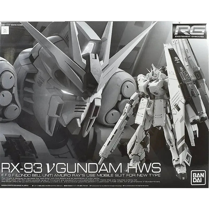 In StockGenuine Bandai  RG RX-93 V GUNDAM HWS Anime Action Figure Robot Periphery Collectible Assembly Model Toys Ornaments Gift