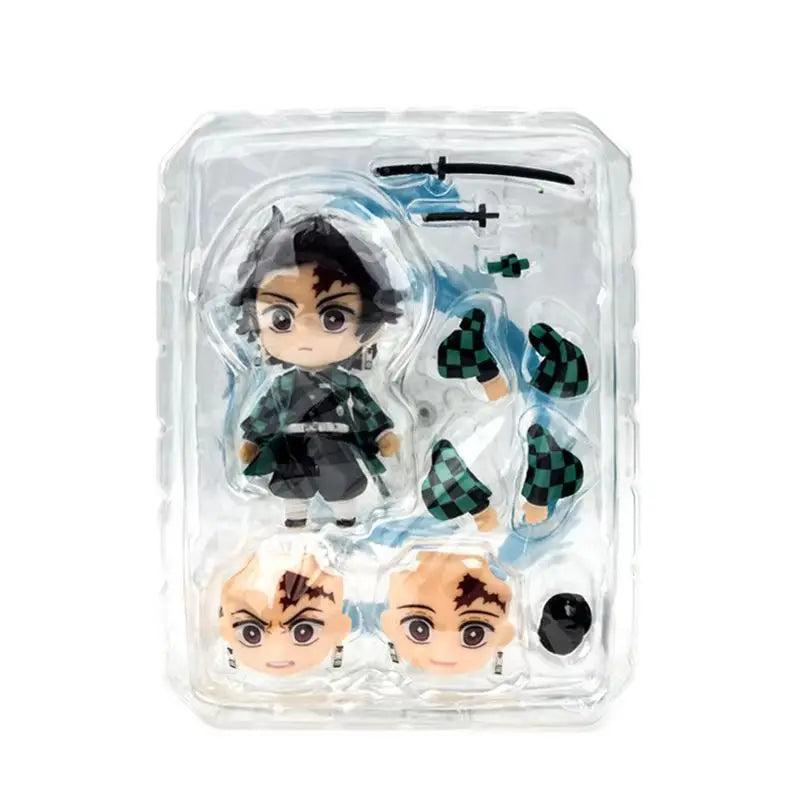 2025New Demon Slayer Tanjiro Nezuko Agatsuma Zenitsu Cartoon Character Movable Face-Changing Figure Q Version Cute Character