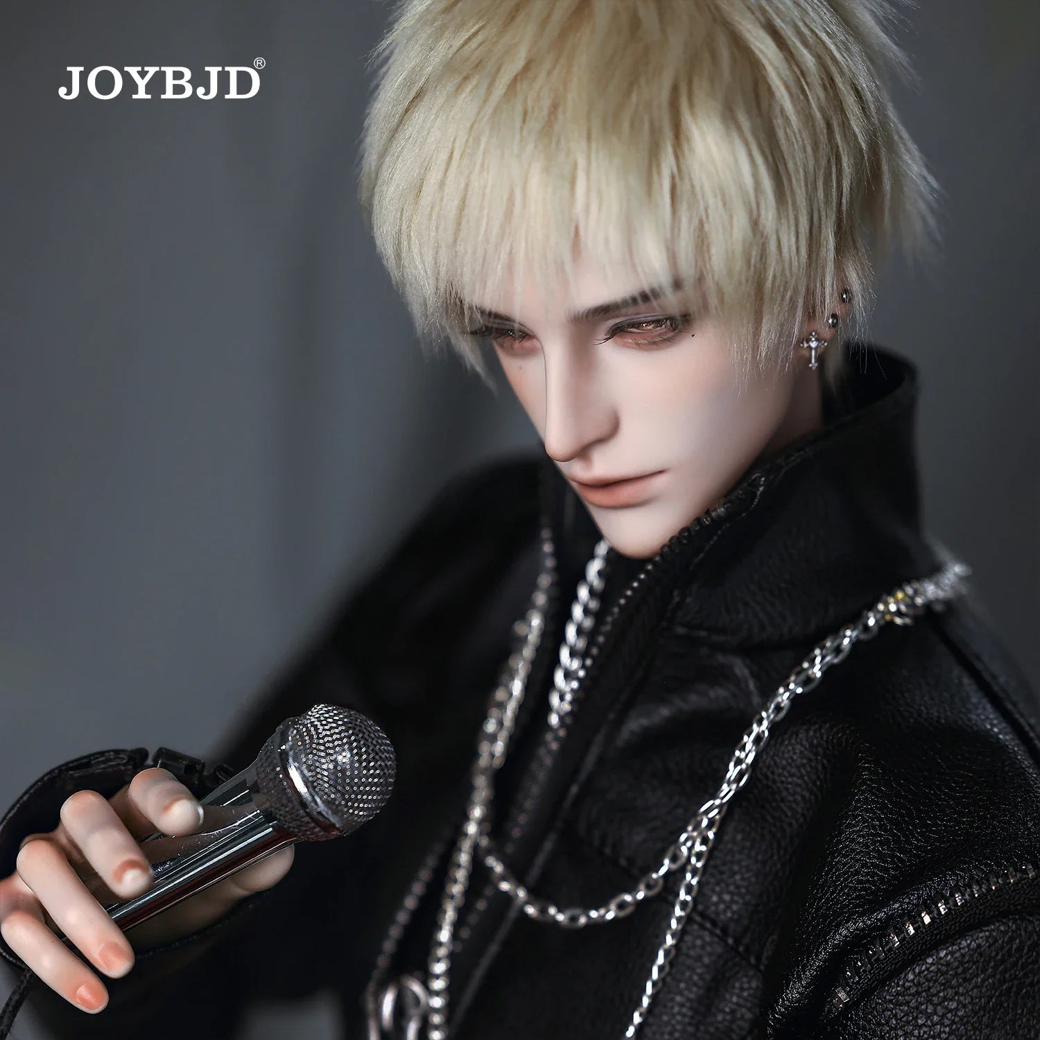 JOYBJD 1/3 BJD Doll Jinghuai Fullset Wide Shoulder Muscular Male Body Resin Figure with Leather Jacket Outfit & Wig