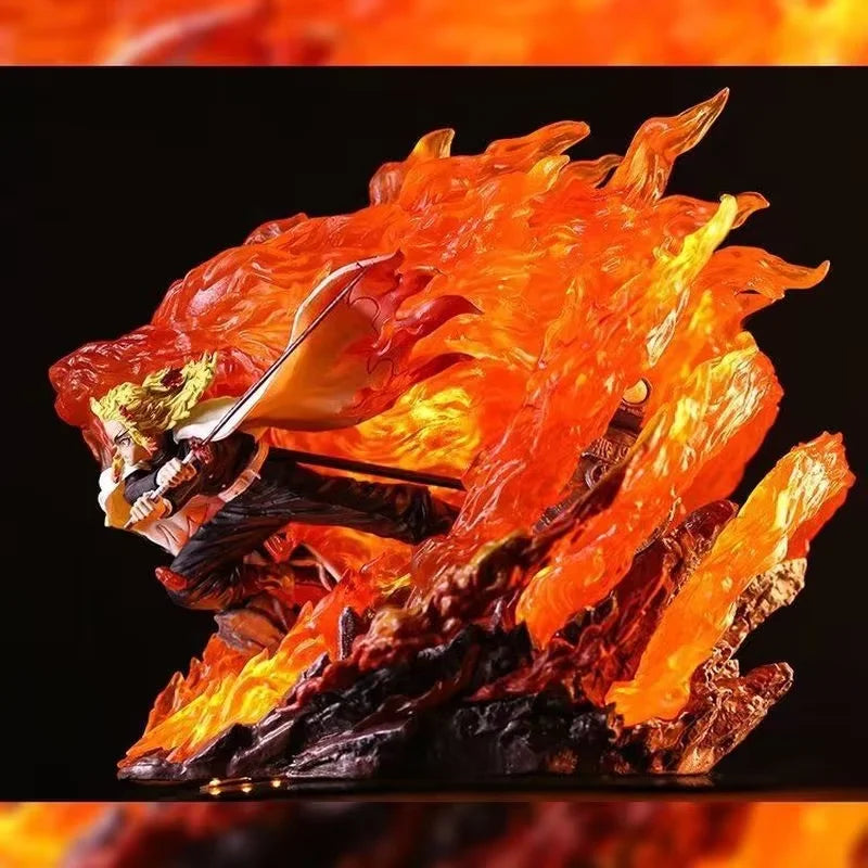Demon Slayer Rengoku Kyoujurou Fire Pillar Anime Figure Model Statue Boys Collection Desktop Decoration Ornament In Stock