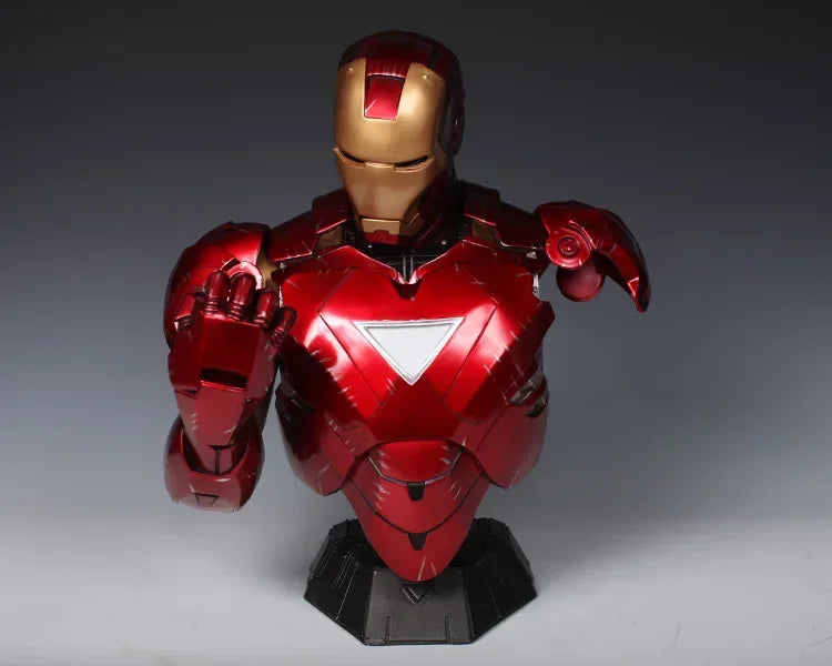 Superhero 41cm Ironman Iron man MK6 Mark 6 Head bust Portrait With LED Light GK Figure statue Collectible Model home decoration