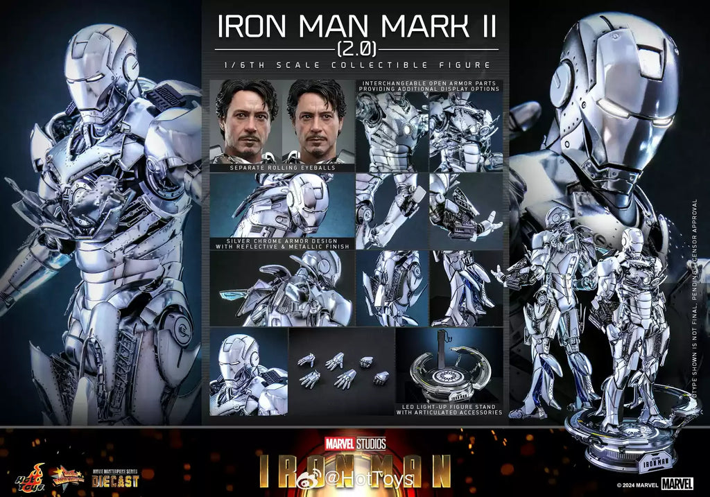 Genuine Hottoys Marvel Ht Figure 1/6 Mms733 Iron Man Mk2 2.0 Mark2 Die Cast Action Figurine Collection Model Customized Doll Toy