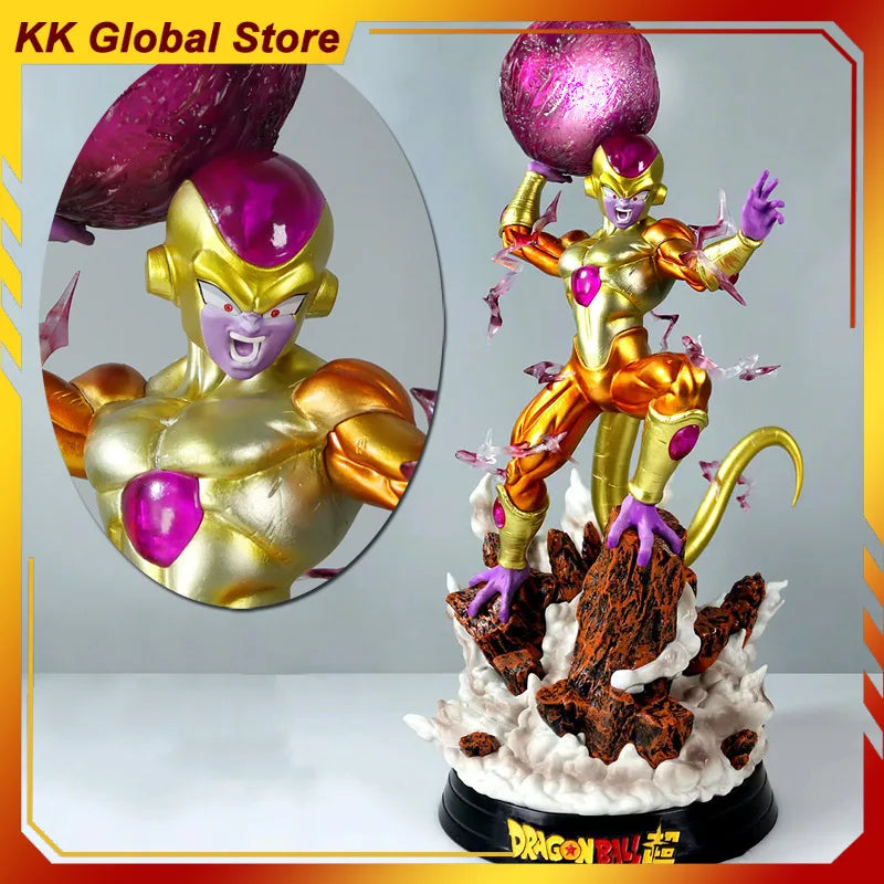 48cm Dragon Ball Anime Figure Gold Frieza Peripheral Oversized Statue Action Figure Periphery Kawaii Desktop Display Gift Toys