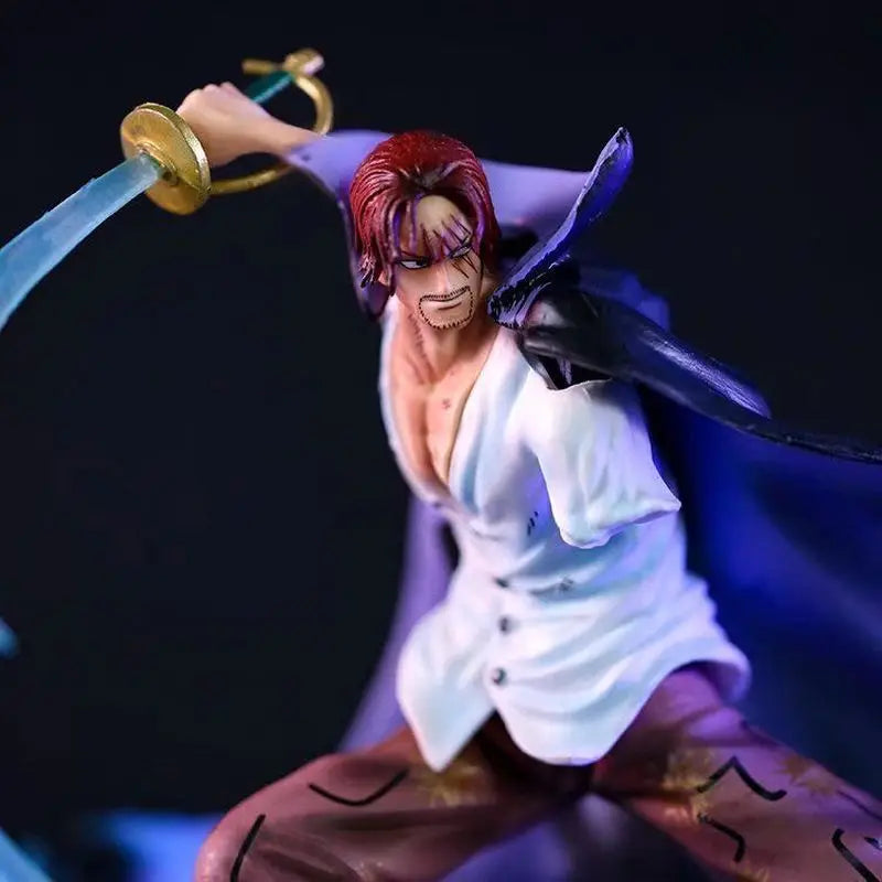 28cm One Piece Shanks Combat Standing Position Anime Figure Model Statue Boys Collection Desktop Decoration Ornament Toys Gifts