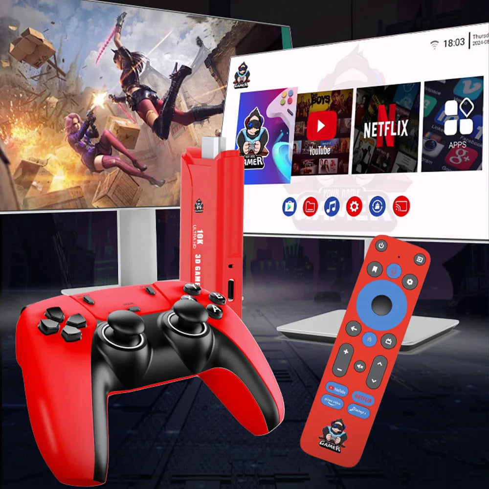 Dual System TV Game Stick G1 3D Retro Video Games Console Android 13.0 28000+games 64G 10K HDR Home Player Wifi TV Children Gift