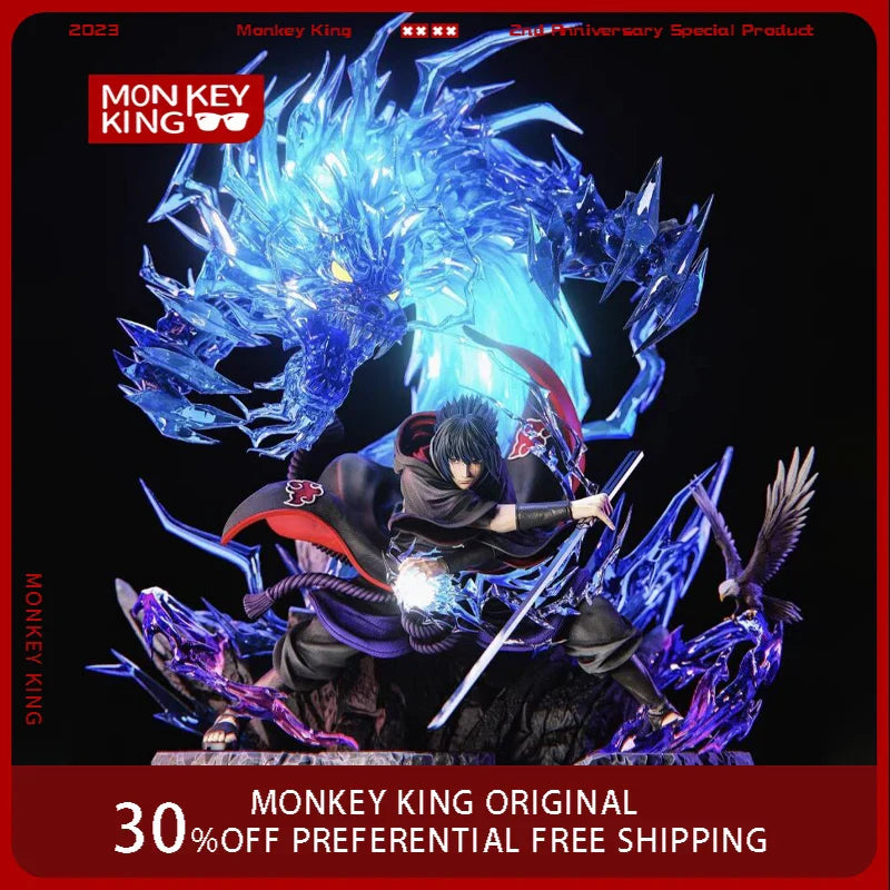 36cm Anime-Figur Uchiha Sasuke Leuchtend Hochwertiges Anime-Sammlungsmodell Harz-Desktop-Ornament Dekorationen Kinderspielzeug