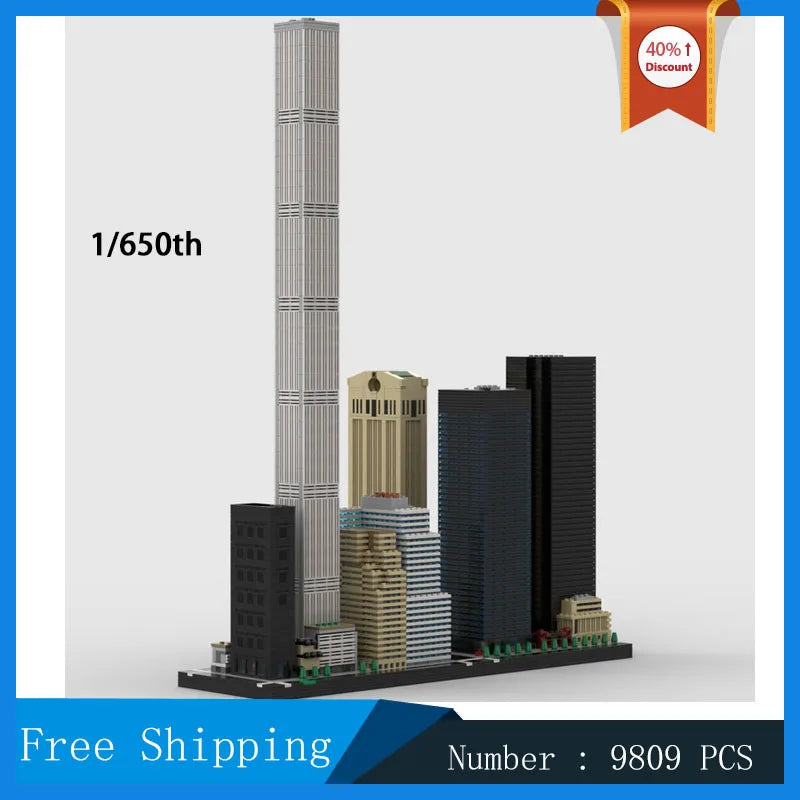 New York Phase 1 1/650th Landscape Model Building Block MOC City Street View Skyscraper Collection Toy Gifts