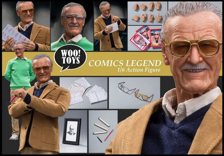 Brand New Woo Toys WO-001 1/6 Comic Legend Man Action Figure Lee Male Behind Marvel Delicate Model 12" Full Set Hobby Toys